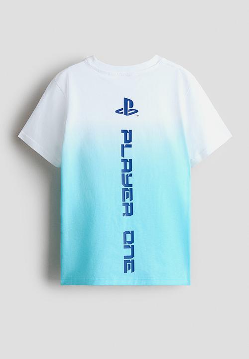 H&M - Print-motif cotton t-shirt - blue/playstation