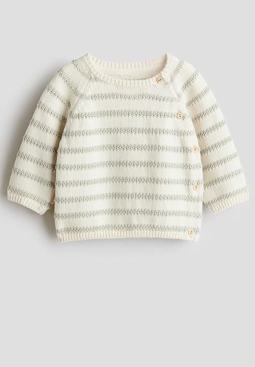 H&M - 2-piece cotton-knit set - cream/light green