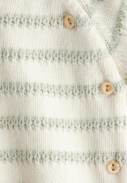 H&M - 2-piece cotton-knit set - cream/light green
