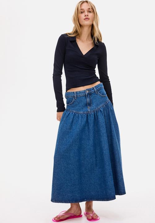 H&M - Ribbed collared top - dark blue