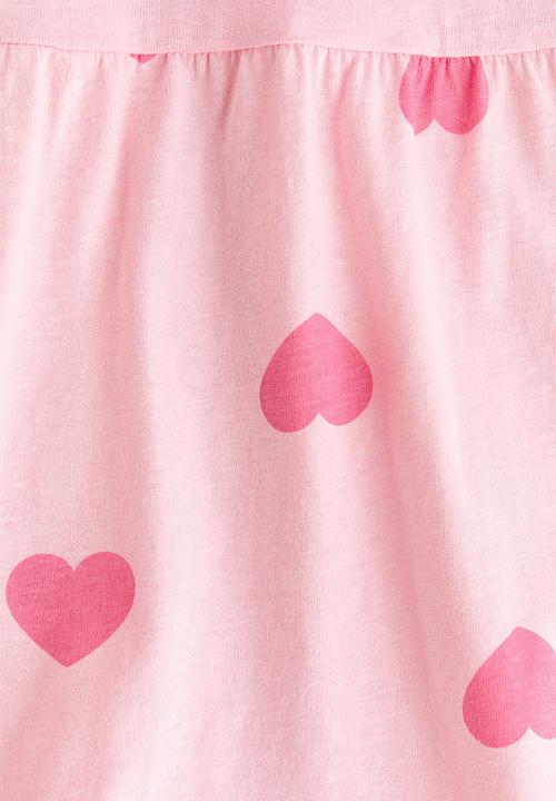 H&M - Printed cotton dress - light pink/hearts