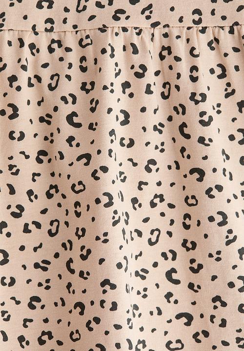 H&M - Printed cotton dress - light beige/leopard print