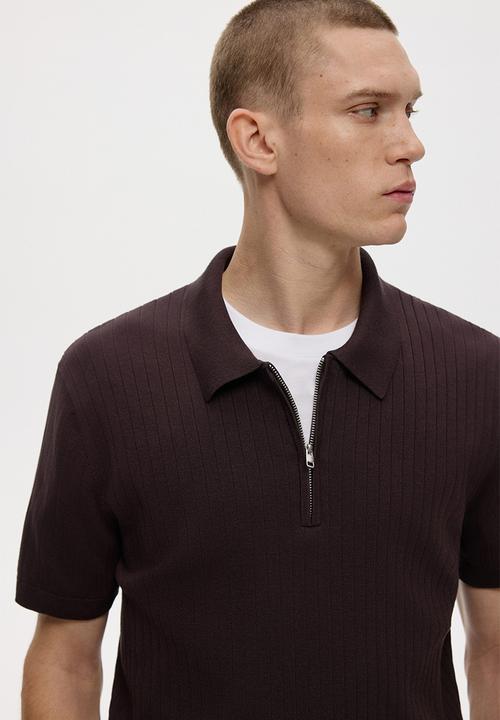 H&M - Slim fit polo shirt - dark brown