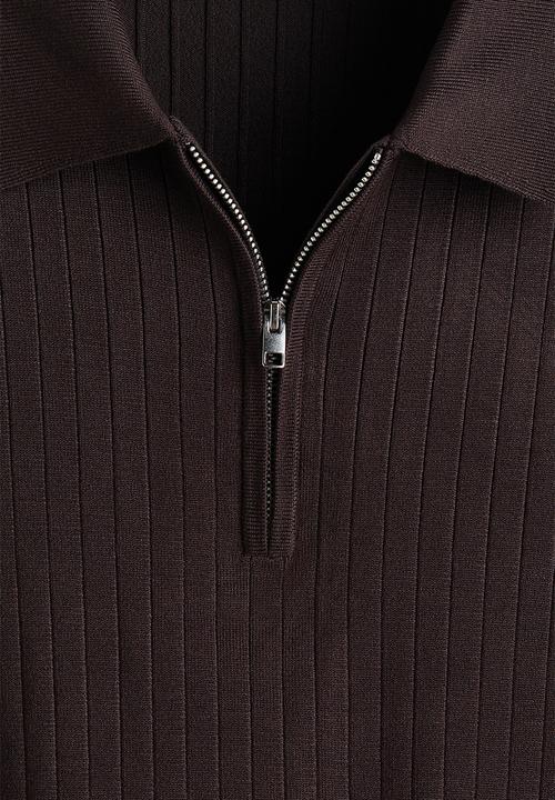 H&M - Slim fit polo shirt - dark brown
