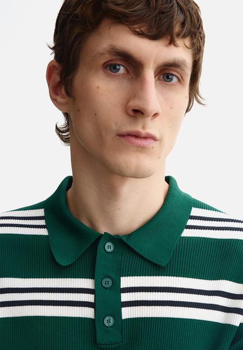 H&M - Regular fit polo shirt - green/striped