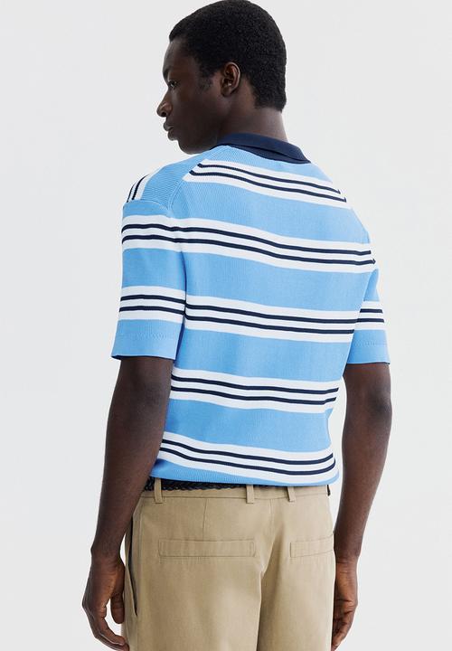 H&M - Regular fit polo shirt - blue/striped