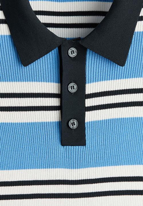 H&M - Regular fit polo shirt - blue/striped