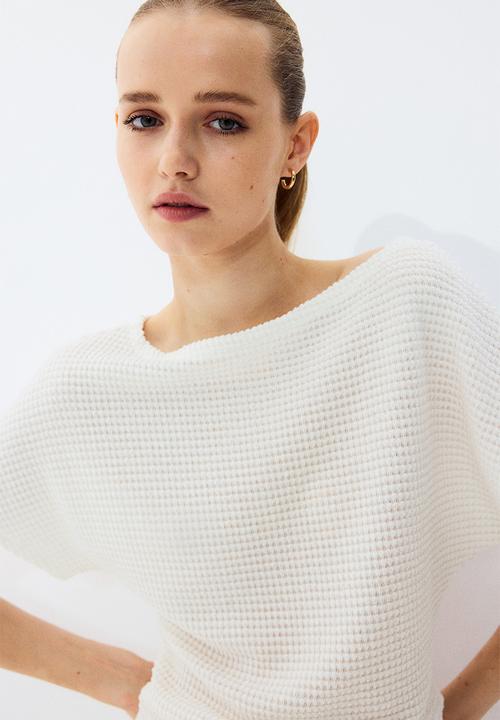 H&M - Batwing-sleeved jersey top - white