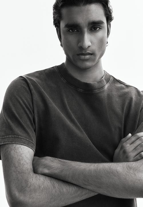 H&M - Regular fit washed T-shirt - dark grey