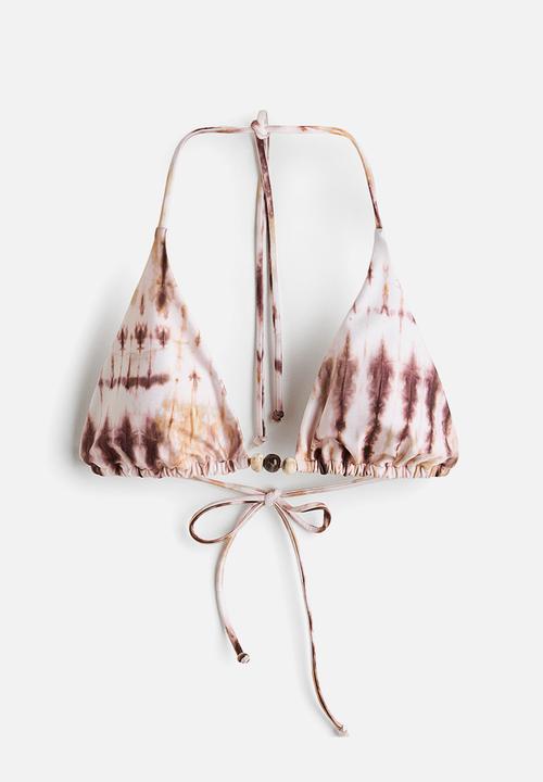 H&M - Padded triangle bikini top - light pink/patterned