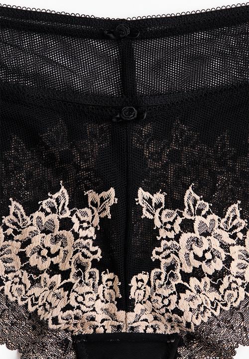 H&M - 2-Pack lace hipster briefs - black/light beige