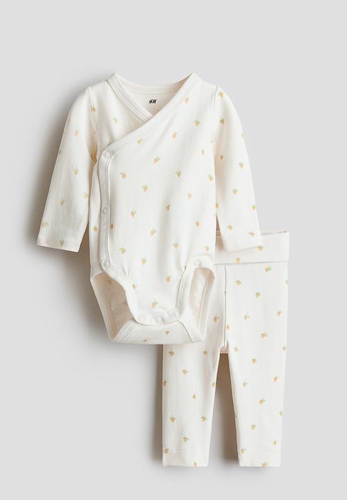 H&M - 2-piece cotton set - cream/oranges