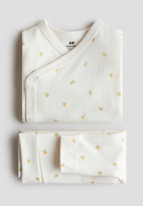 H&M - 2-piece cotton set - cream/oranges