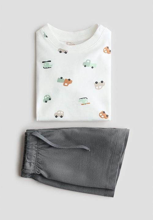 H&M - 2-piece cotton set - grey/vehicles