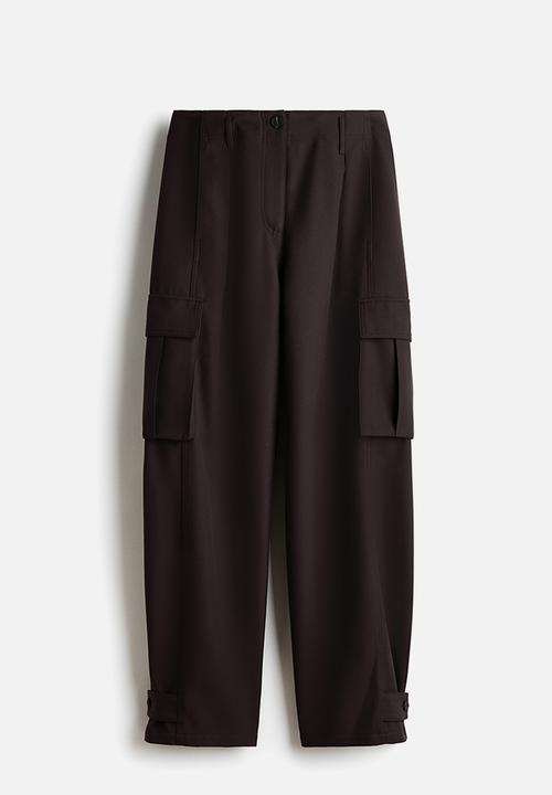 H&M - Barrel-leg cargo trousers - dark brown
