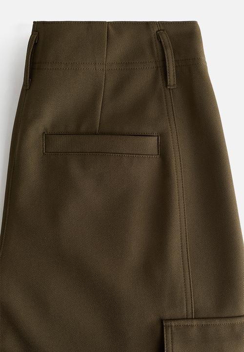 H&M - Barrel-leg cargo trousers - dark khaki green