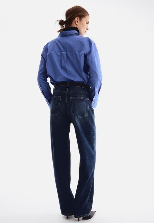 H&M - Barrel high waist jeans - dark denim blue