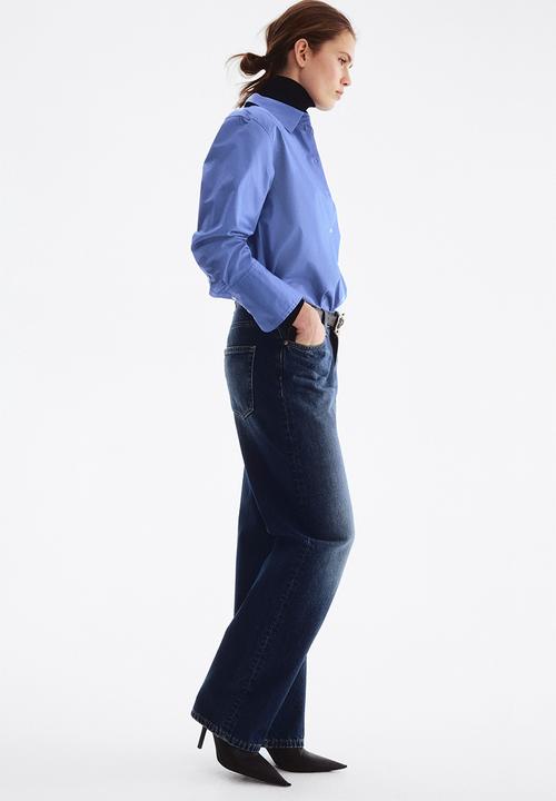 H&M - Barrel high waist jeans - dark denim blue