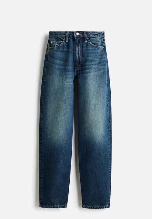 H&M - Barrel high waist jeans - dark denim blue