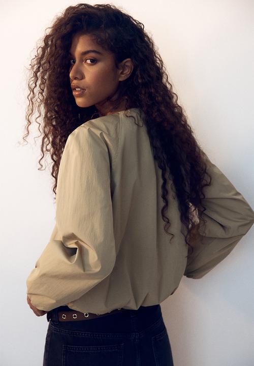 H&M - Bubble-hem bomber jacket - beige