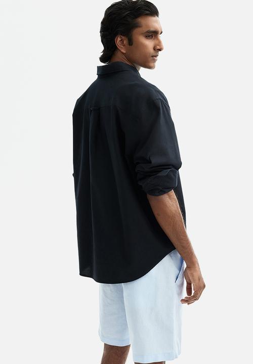 H&M - Regular fit linen-blend shorts - light blue