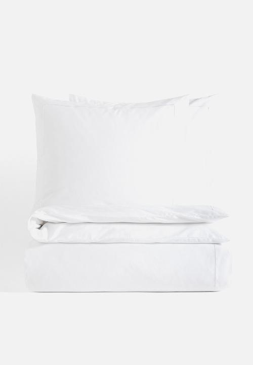 H&M - Cotton sateen double/king duvet cover set - white