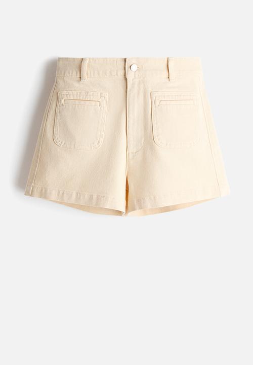 H&M - High-waisted denim shorts - light yellow