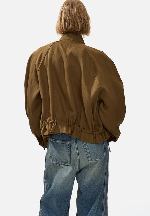 H&M - Oversized linen-blend jacket - dark beige