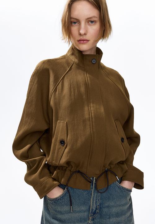 H&M - Oversized linen-blend jacket - dark beige