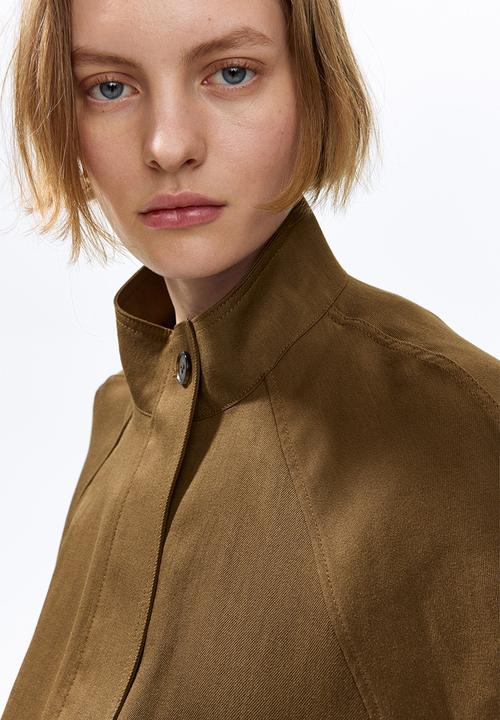H&M - Oversized linen-blend jacket - dark beige