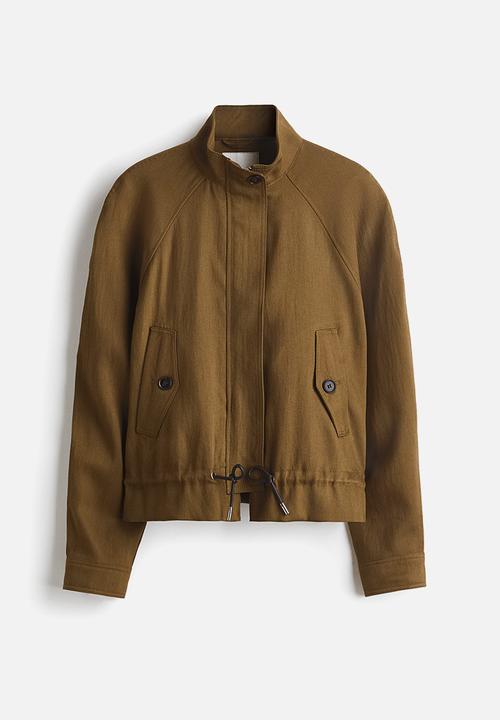 H&M - Oversized linen-blend jacket - dark beige