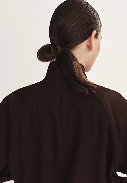 H&M - Oversized linen-blend jacket - dark brown
