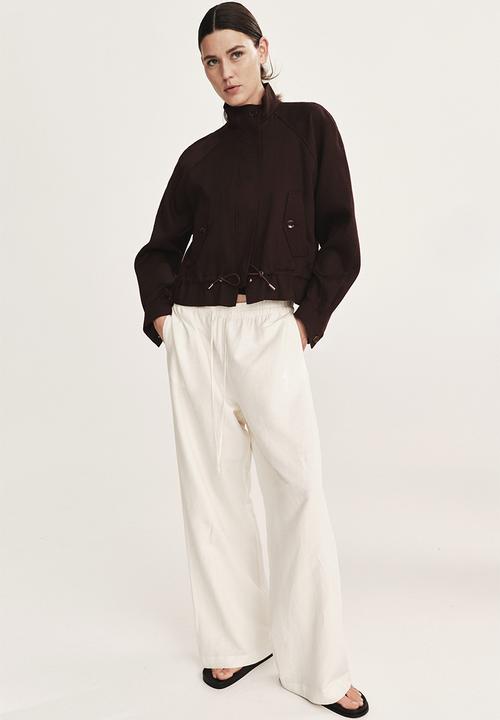 H&M - Oversized linen-blend jacket - dark brown