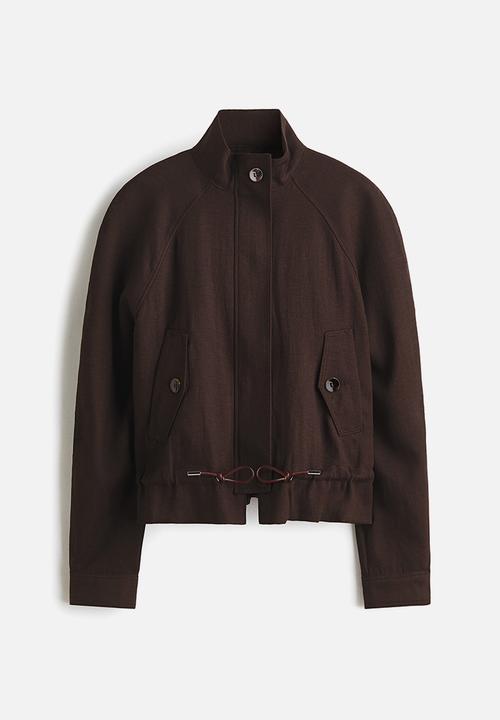 H&M - Oversized linen-blend jacket - dark brown