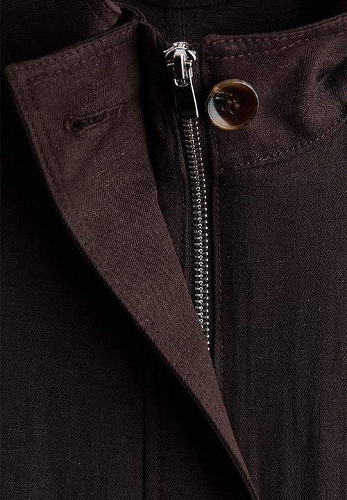 H&M - Oversized linen-blend jacket - dark brown