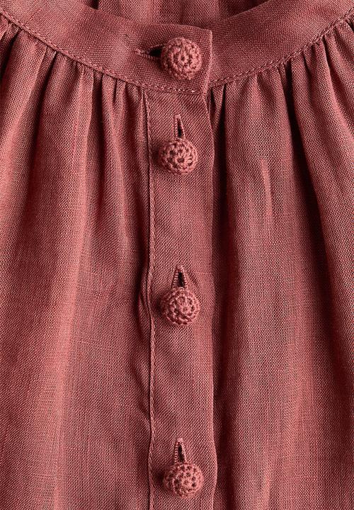 H&M - Broderie anglaise linen blouse - dusty red