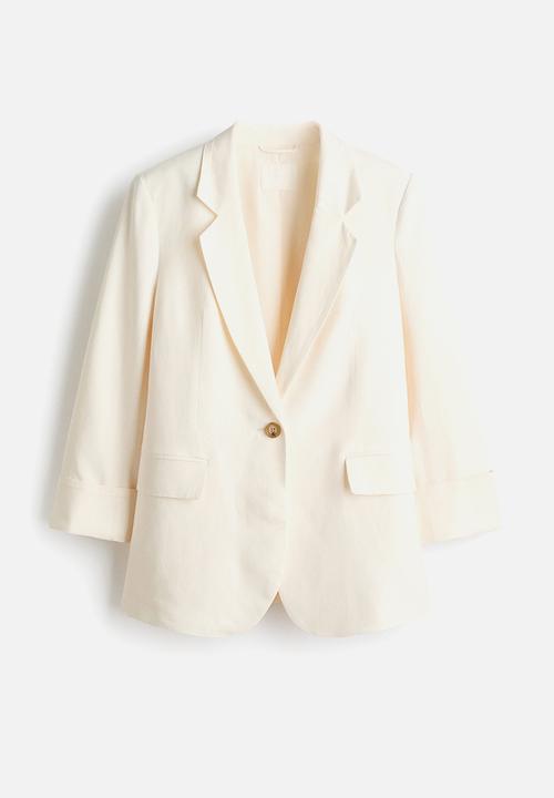 H&M - Linen-blend blazer - cream
