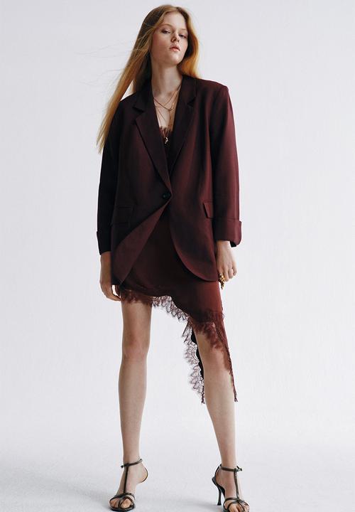 H&M - Linen-blend blazer - plum purple