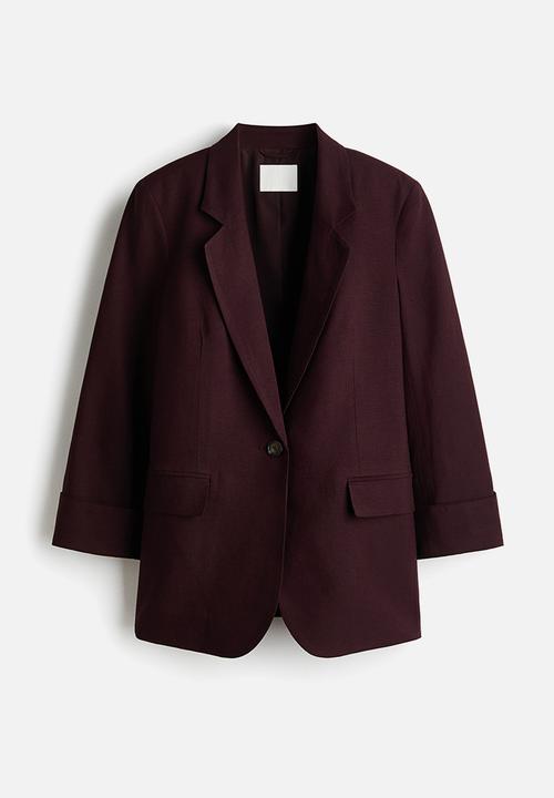 H&M - Linen-blend blazer - plum purple