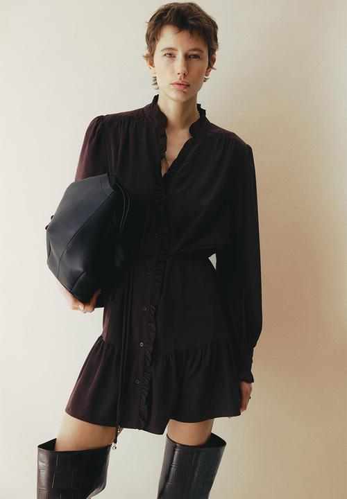 H&M - Frill-trimmed dress - dark brown