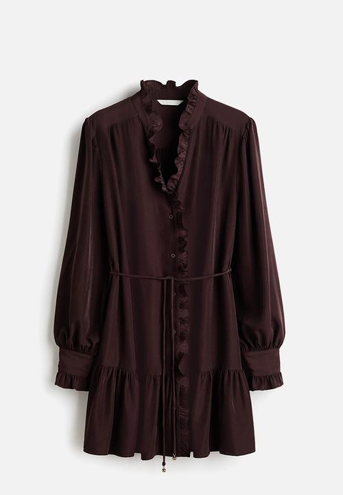 H&M - Frill-trimmed dress - dark brown