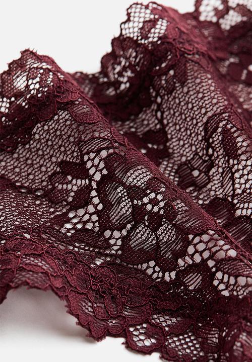 H&M - 3-Pack lace brazilian briefs - burgundy