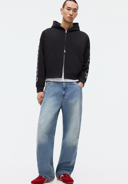 H&M - Oversized fit printed zip-through hoodie - black/honda