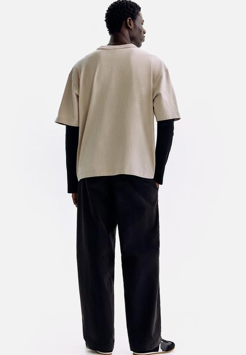 H&M - Printed loose fit t-shirt - beige/33