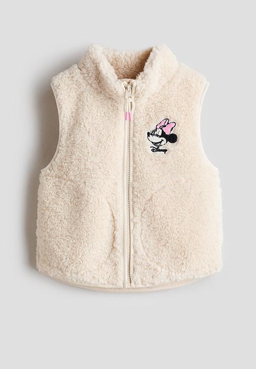 Motif-detail teddy gilet - light beige/minnie mouse