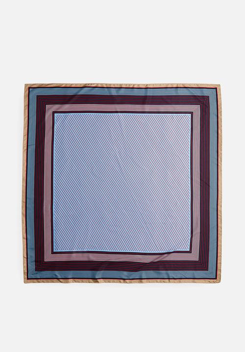 H&M - Patterned scarf - light blue/red striped