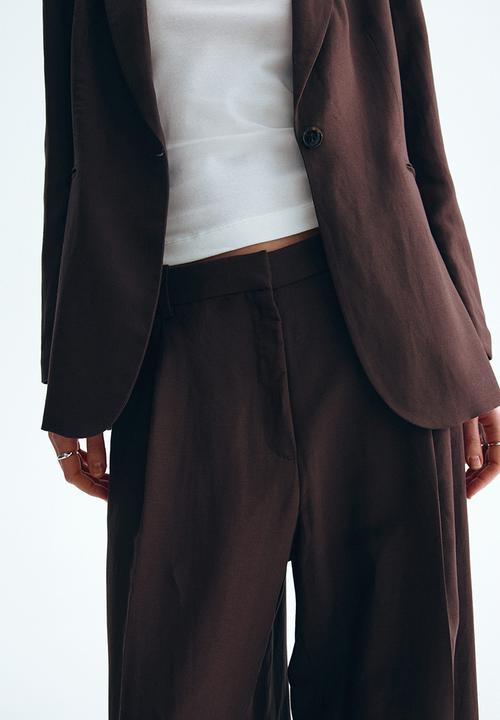 H&M - Tailored linen-blend trousers - dark brown