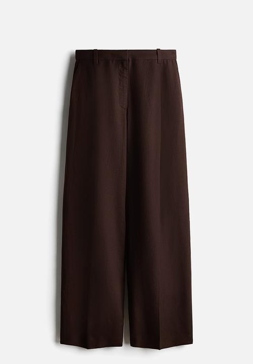 H&M - Tailored linen-blend trousers - dark brown