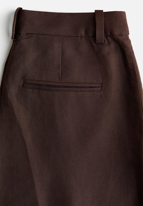 H&M - Tailored linen-blend trousers - dark brown