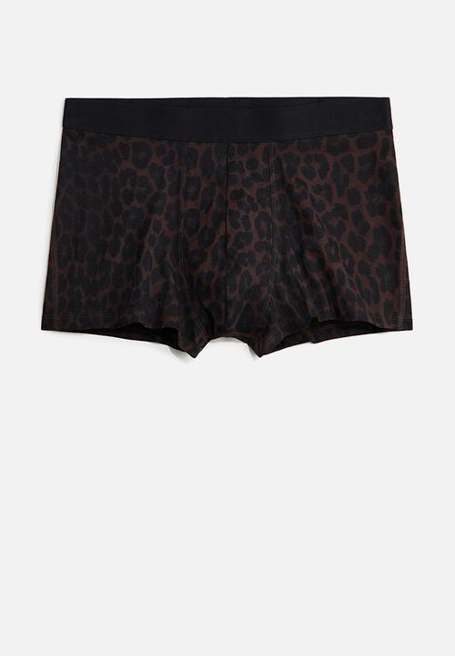 H&M - 3-pack cotton short trunks - black/leopard print